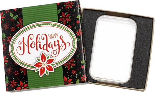 SilverTowne Natural Kraft Paper Gift Box with (2025) Happy Holidays Poinsettia Box Sleeve